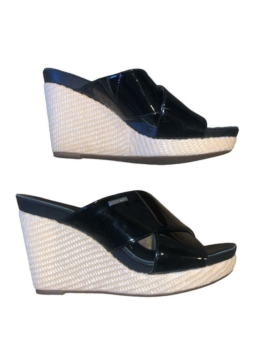 CALVIN KLEIN Jaclyn Black Platform Sandal Open Toes size 8 - Picture 1 of 7